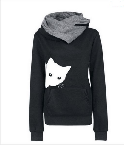 Cat Print Hoodie Sweatshirt