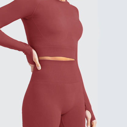Zechuang Seamless Long Sleeve Yoga Workout Apparel